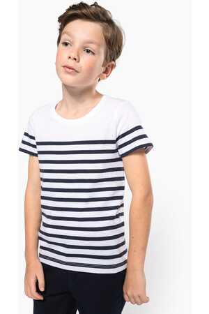 T-Shirt im Marine-Stil mit Rundhalsausschnitt Bio Kinder
