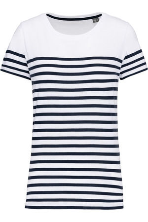 T-Shirt im Marine-Stil mit Rundhalsausschnitt Bio Damen